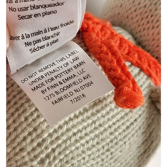 Pottery Barn Modern Baby Raccoon Knit Plush 8" Organic Cotton Stuffed Animal Toy - Picture 14 of 14